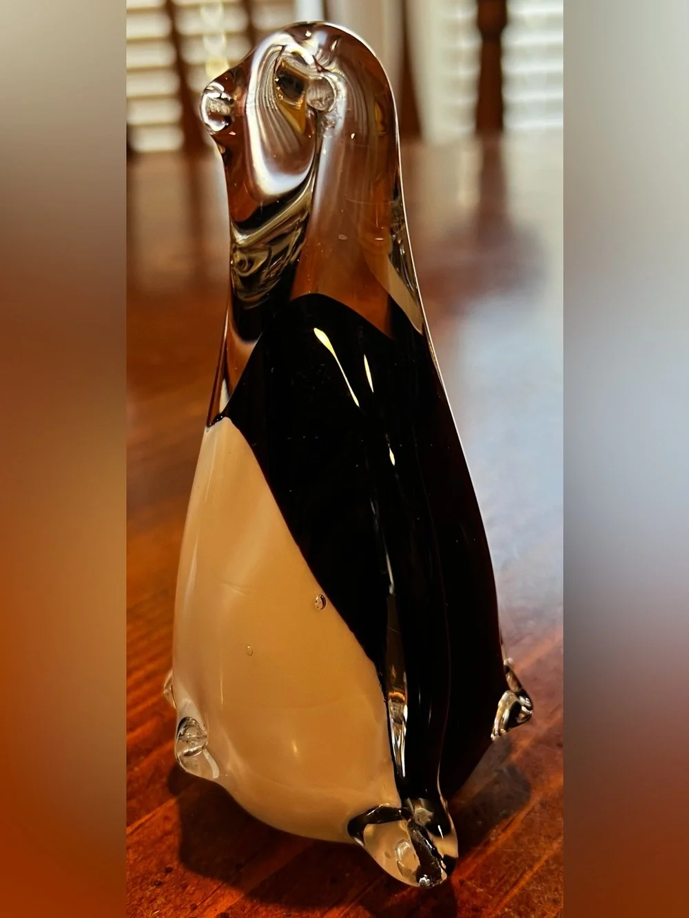 VTG Pier 1 Art Glass Penguin Paper Weight Hand Blown 5 Inches Tall Bird Figurine